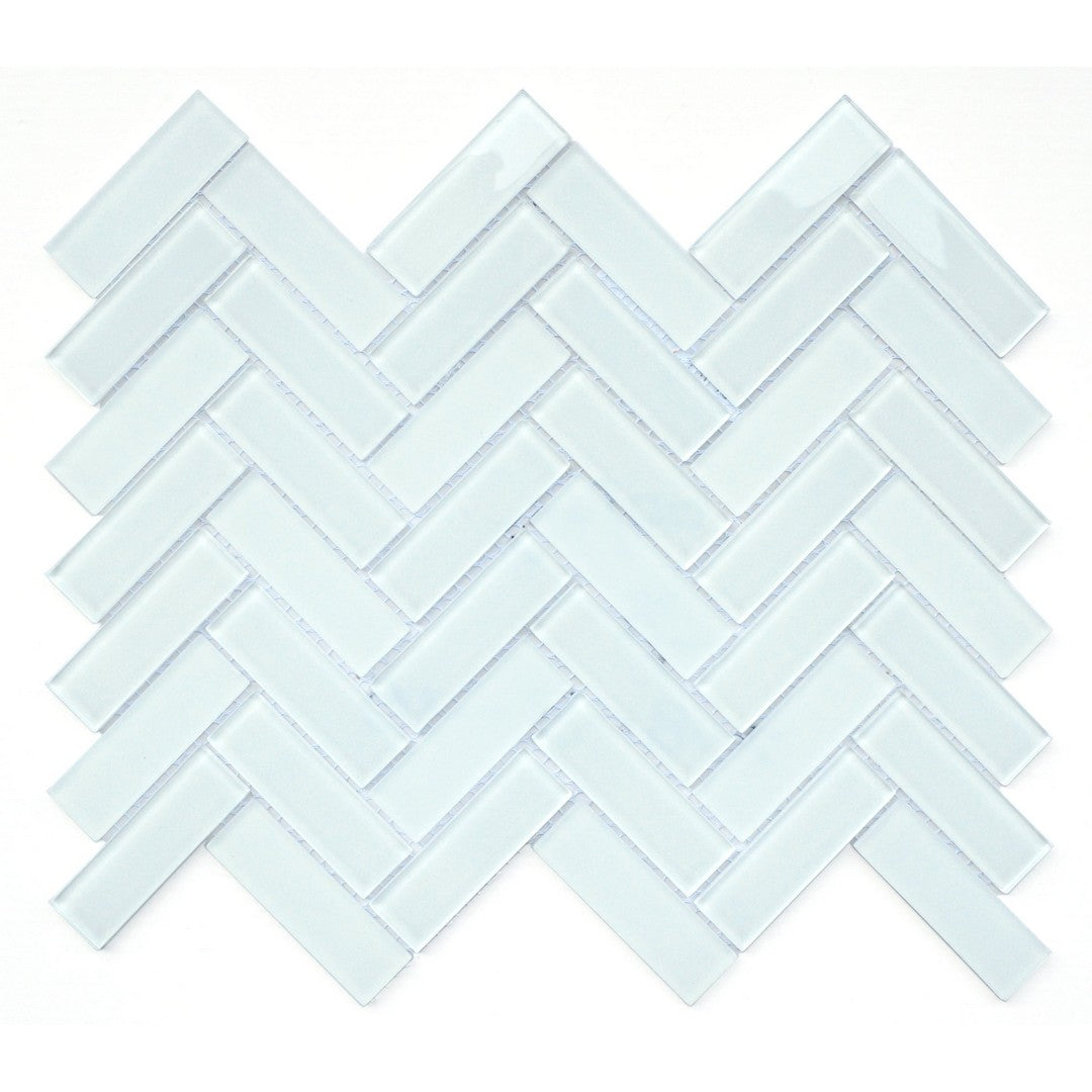 Emser Charisma 10" x 13" Gloss & Frosted Herringbone Glass Mosaic