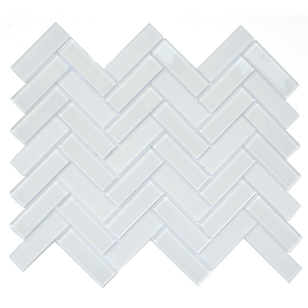 Emser Charisma 10" x 13" Gloss & Frosted Herringbone Glass Mosaic