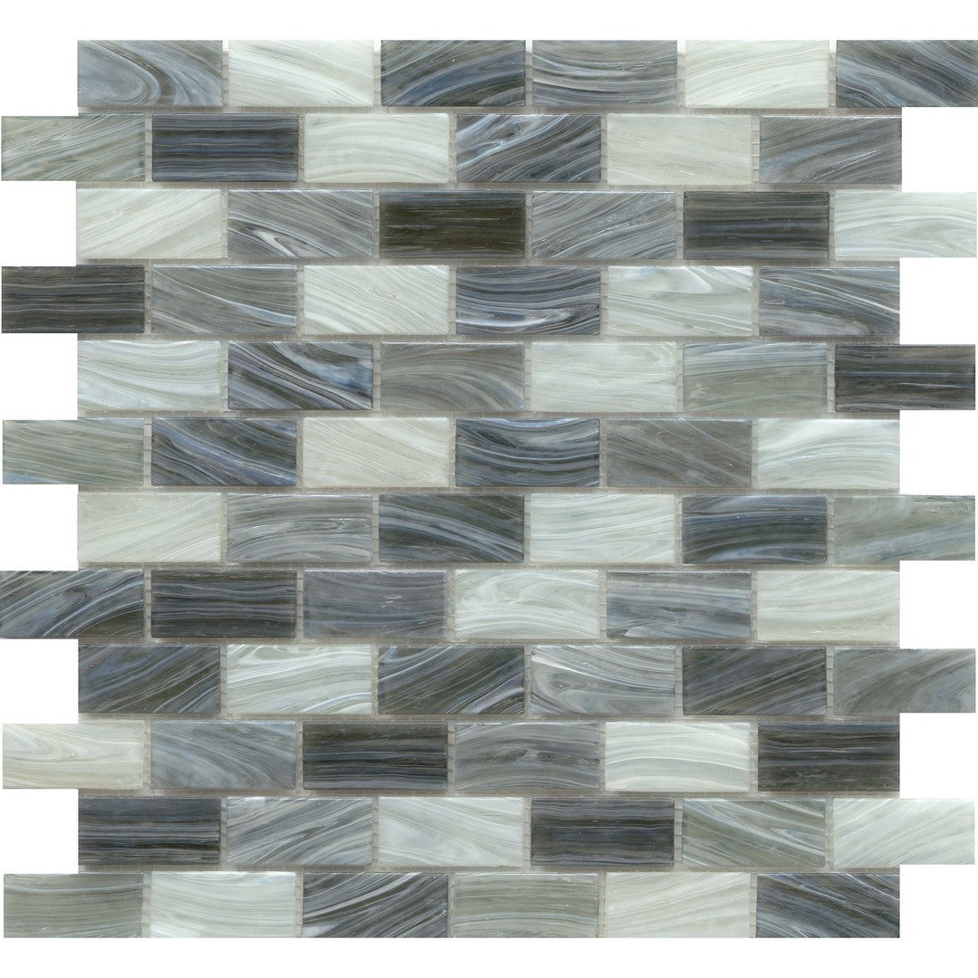 Emser Swirl 12" x 12" Pressed Glossy Glass Offset Mosaic