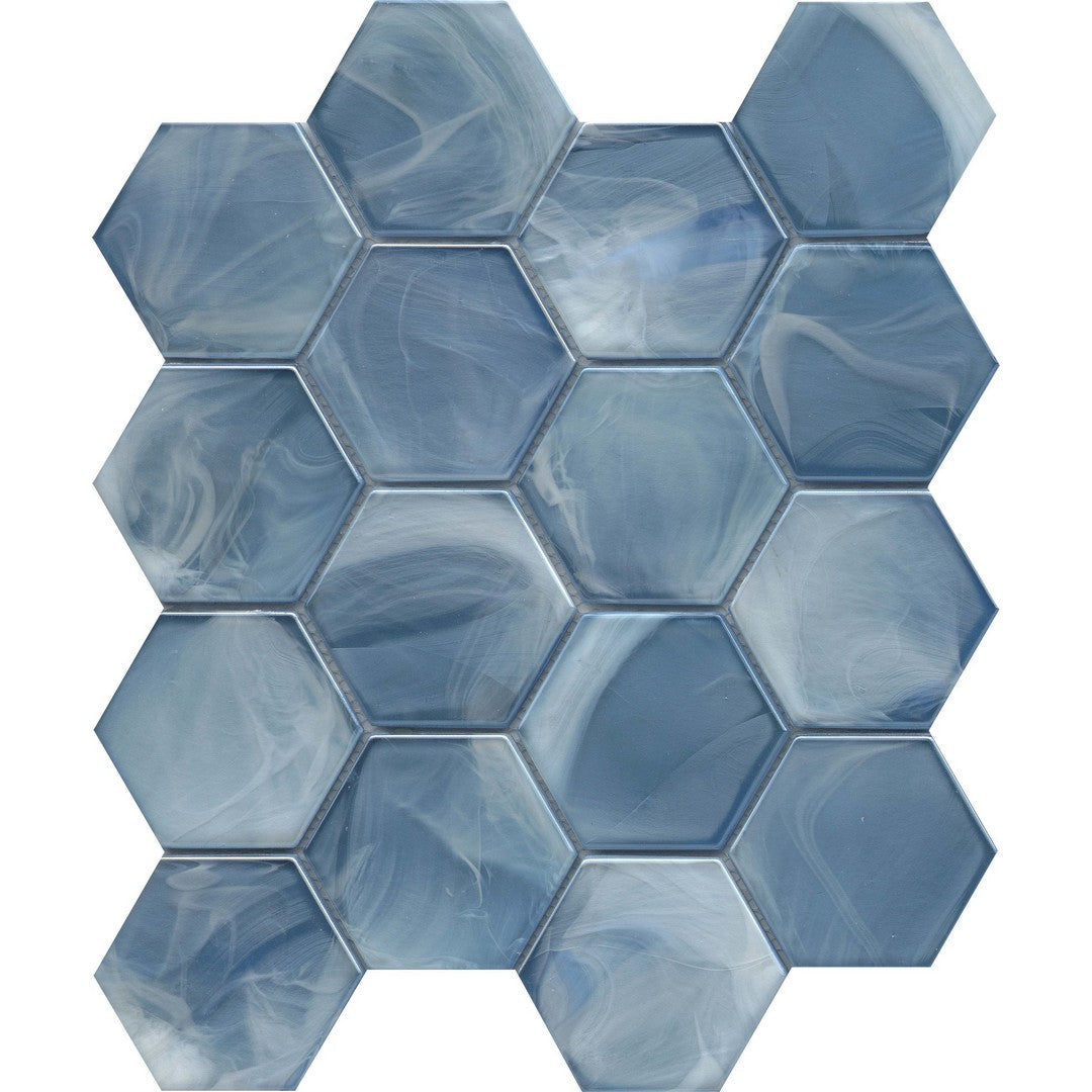 Emser Splash 11" x 13" Pressed Glossy 3" Hexagon Glass Mosaic