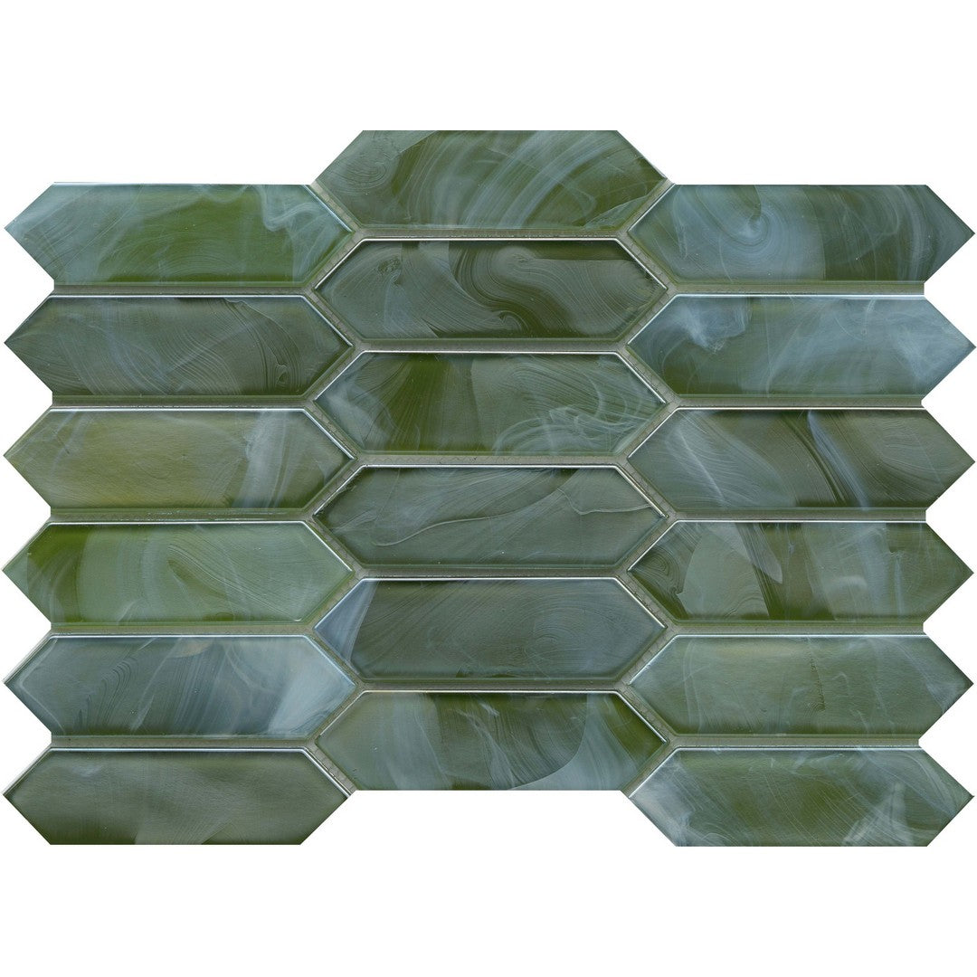 Emser Splash 10" x 14" Pressed Satin Picket Glass Mosaic