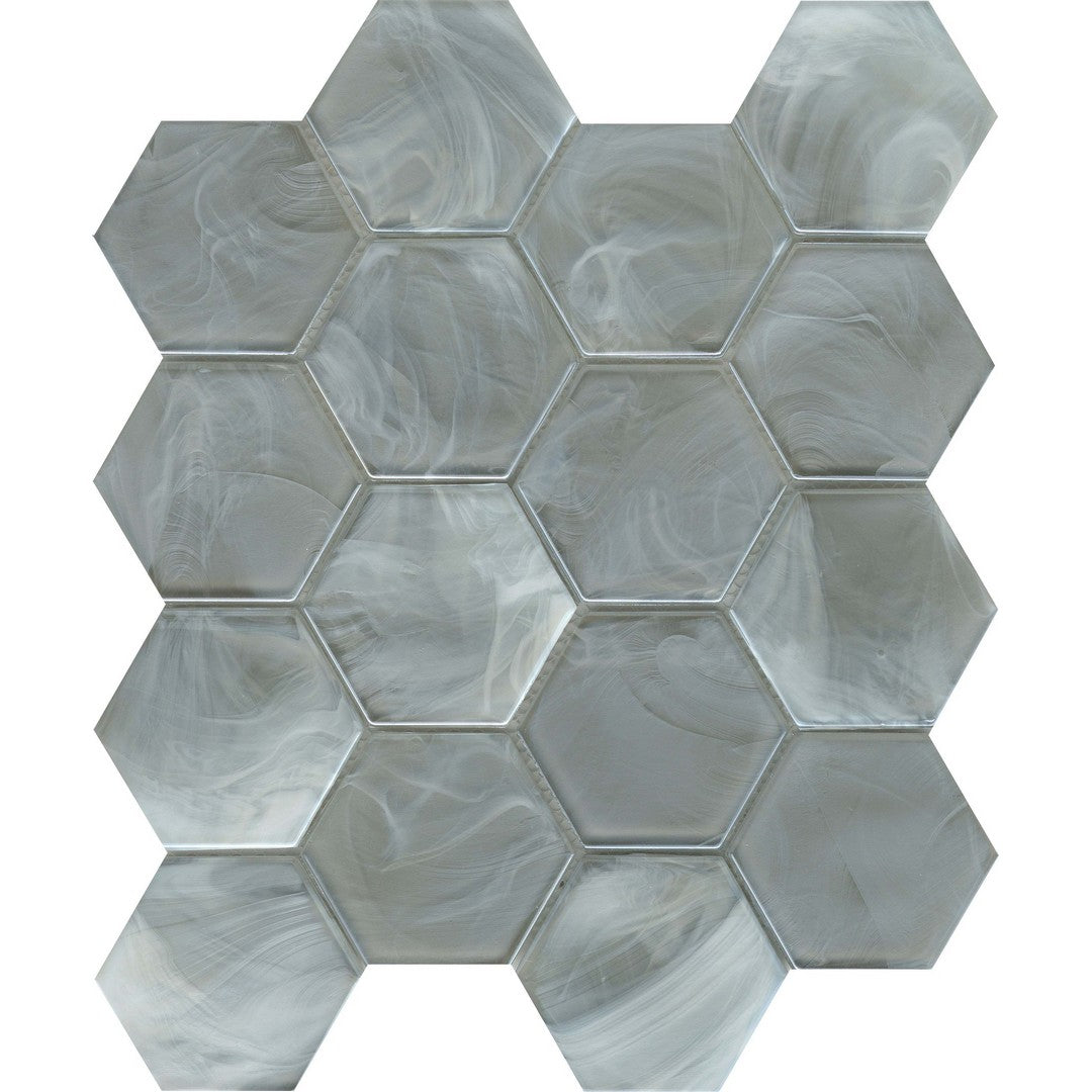 Emser Splash 11" x 13" Pressed Glossy 3" Hexagon Glass Mosaic