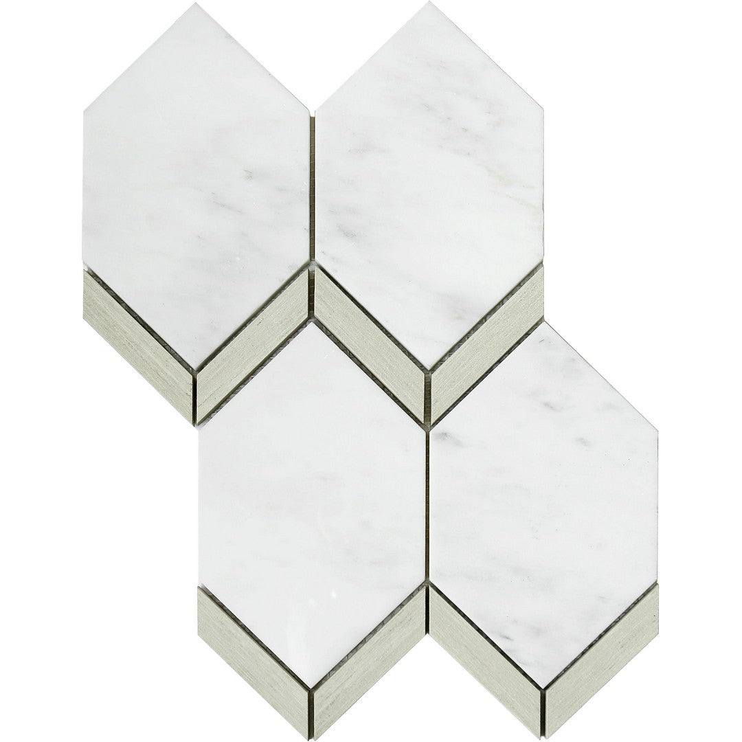 Emser Intrigue 11" x 15" Rectified Polished Picket Stone & Glass Mosaic