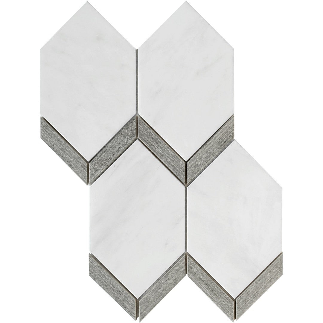 Emser Intrigue 11" x 15" Rectified Polished Picket Stone & Glass Mosaic