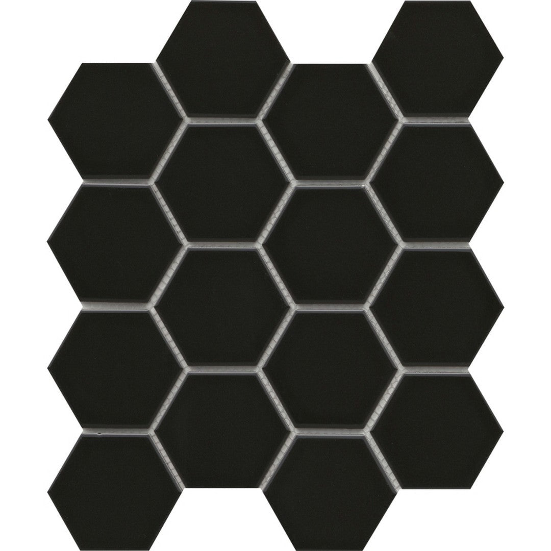 Emser Catch 10" x 12" Pressed Glossy 3" Hexagon Porcelain Mosaic