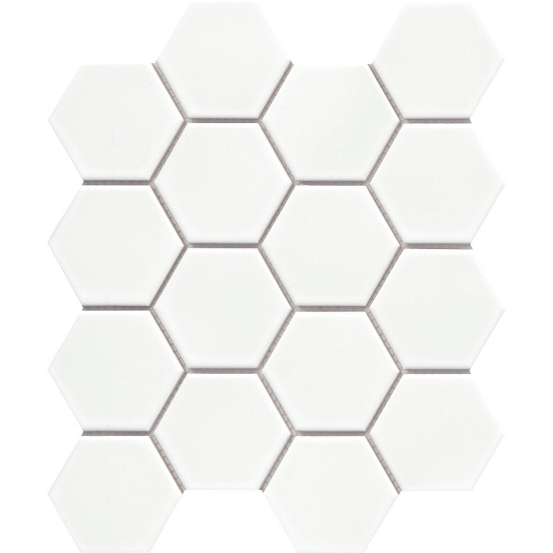 Emser Catch 10" x 12" Pressed Glossy 3" Hexagon Porcelain Mosaic
