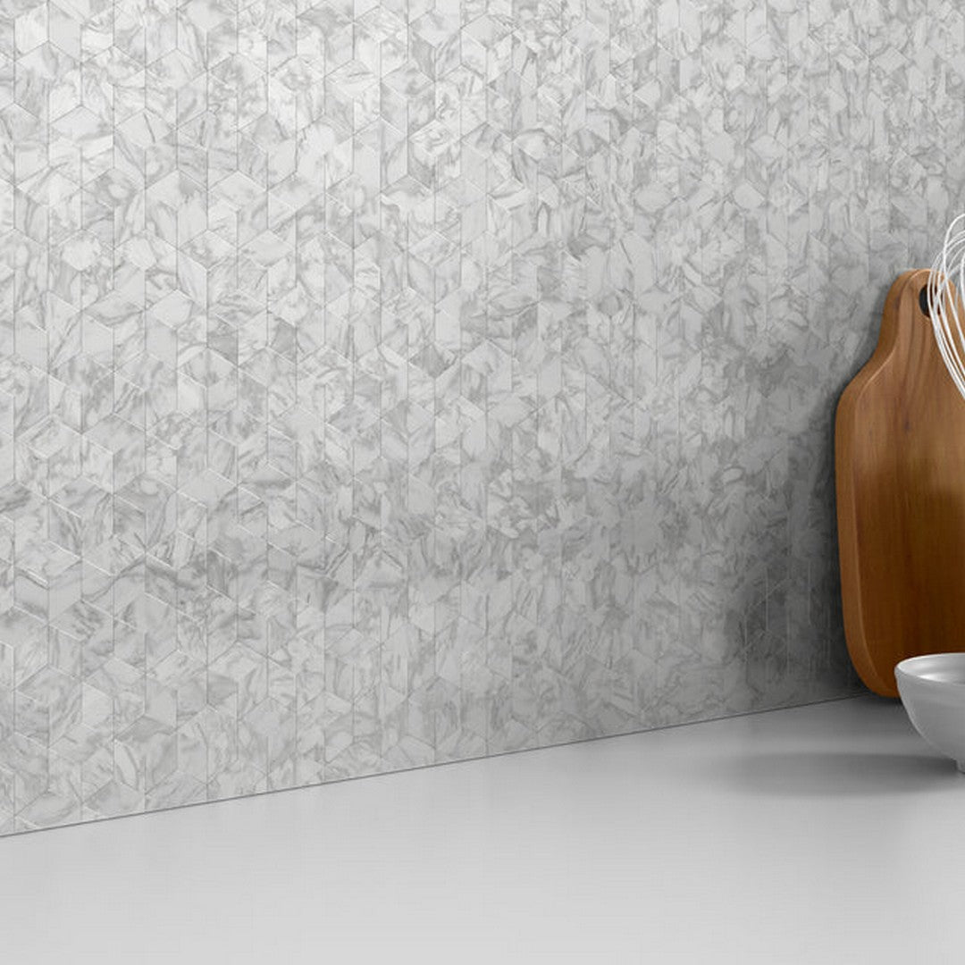 Emser-Link-12-x-18-Honed-Marble-Cube-Mosaic-White-Cube