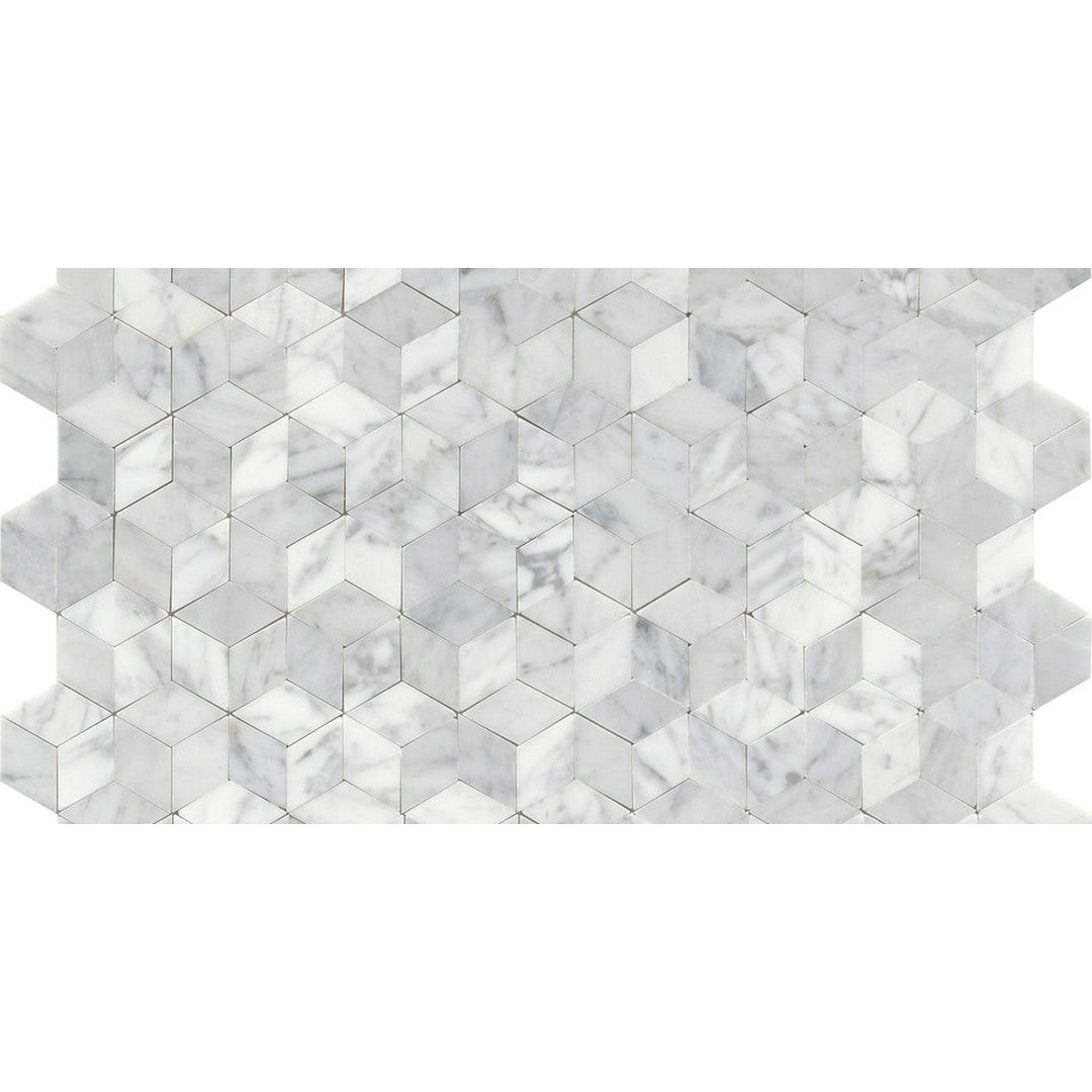 Emser Link 12" x 18" Honed Cube Marble Groutless Mosaic