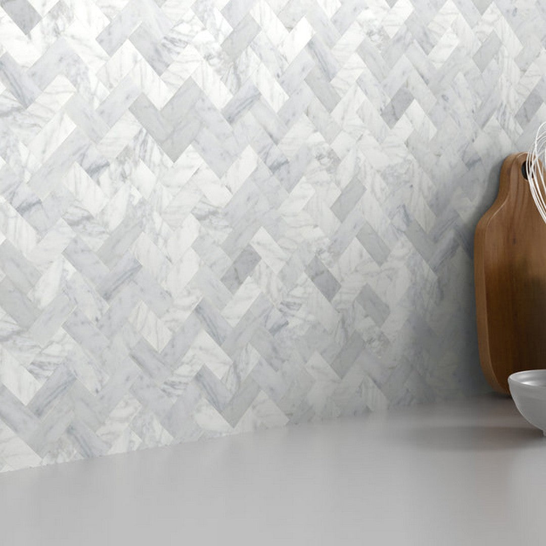 Emser-Link-12-x-18-Honed-Herringbone-Marble-Groutless-Mosaic-White