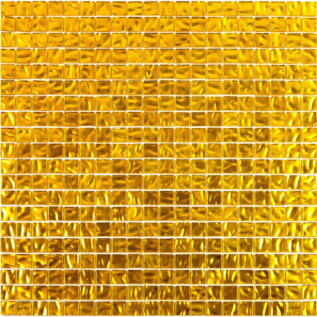 MiR Alma F Gold 11.6" x 11.6" Glossy Glass Deco 0.8" Mosaic