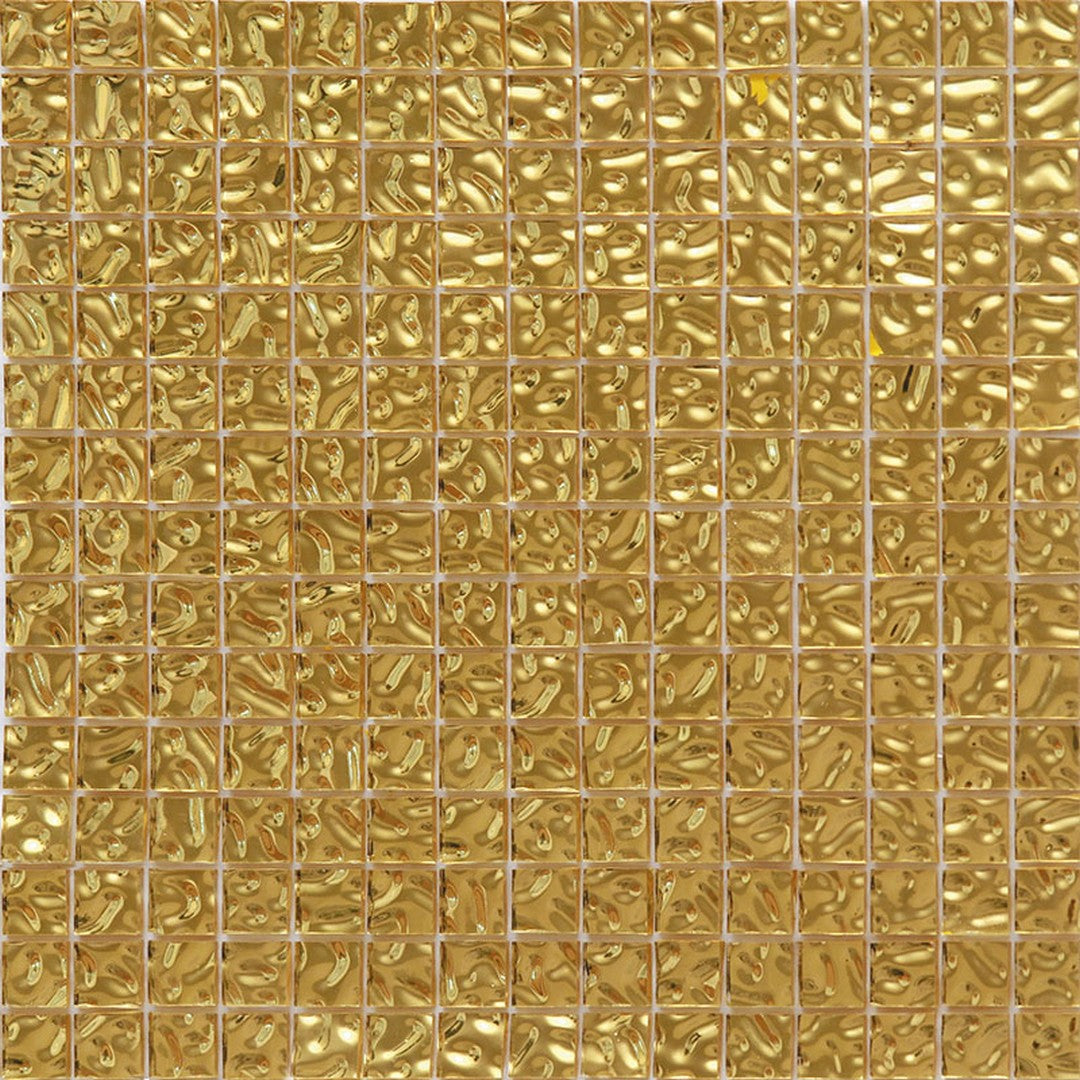 MiR Alma F Gold 12" x 12" Glossy Glass Deco 0.8" Mosaic