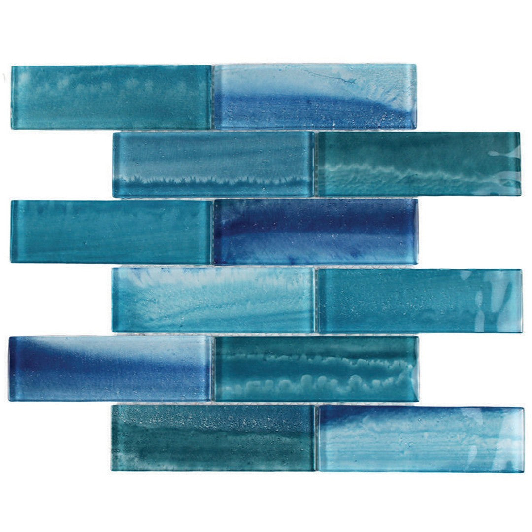 Tesoro Gemstone 12" x 12" Interlocking 2x6" Staggered Glass Mosaic
