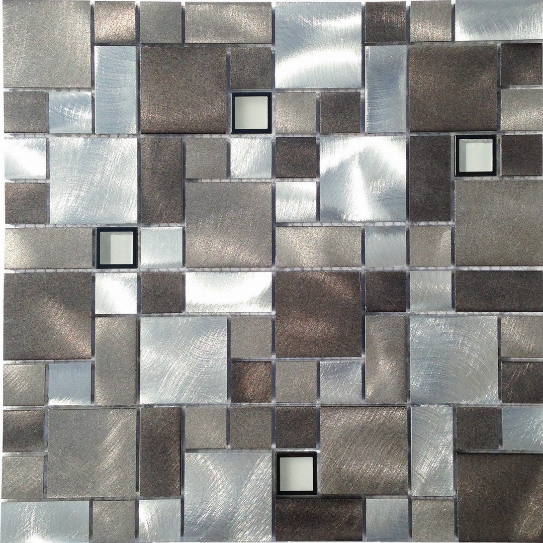 Tesoro Metallica 12" x 12" Block Random Aluminum & Glass Mosaic