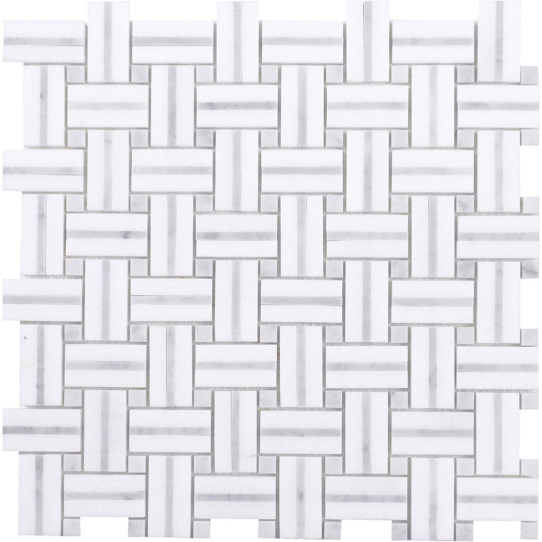 Tesoro Sliced Basketweave 12" x 12" Polished Natural Stone Mosaic