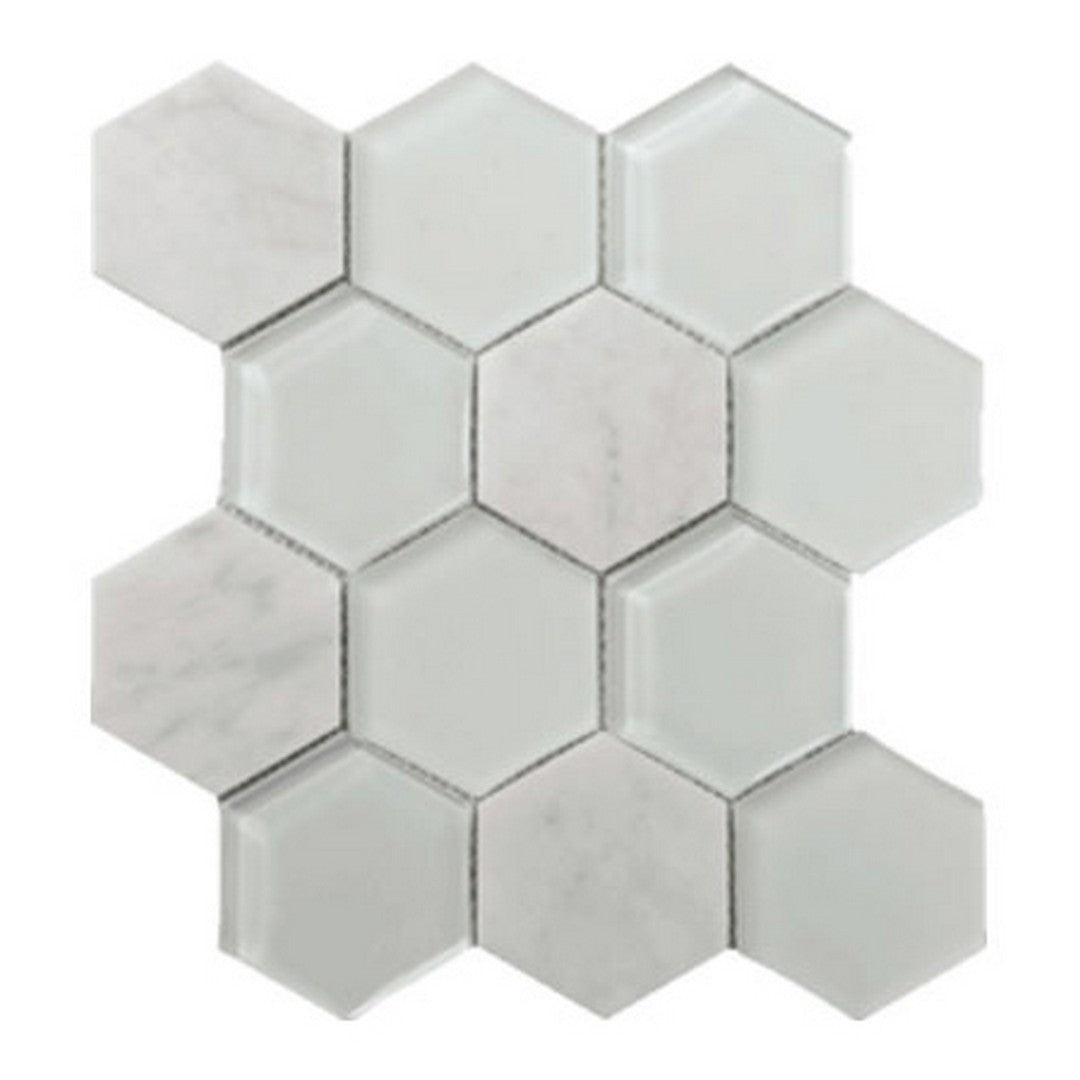 Tesoro Metro Stone & Glass Blend 8.75" x 10.25" Polished Hexagon Mosaic