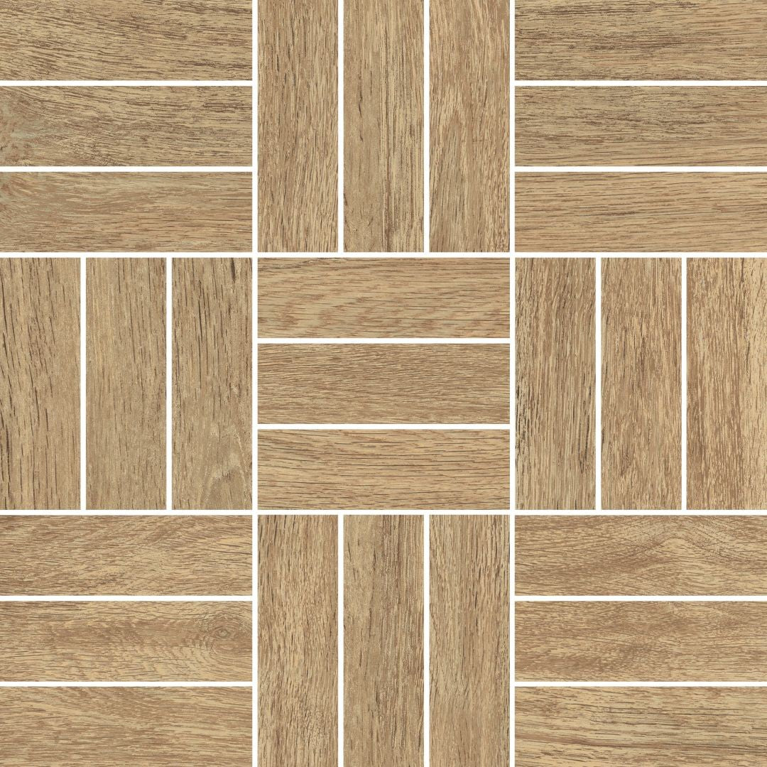 Florida Tile Berkshire 12" x 12" Wood Parquet Matte Porcelain Mosaic