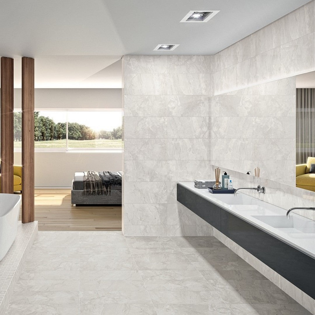 Florida Tile Ainslee Park Porcelain Matte Tile 12" x 24" Breccia Mist