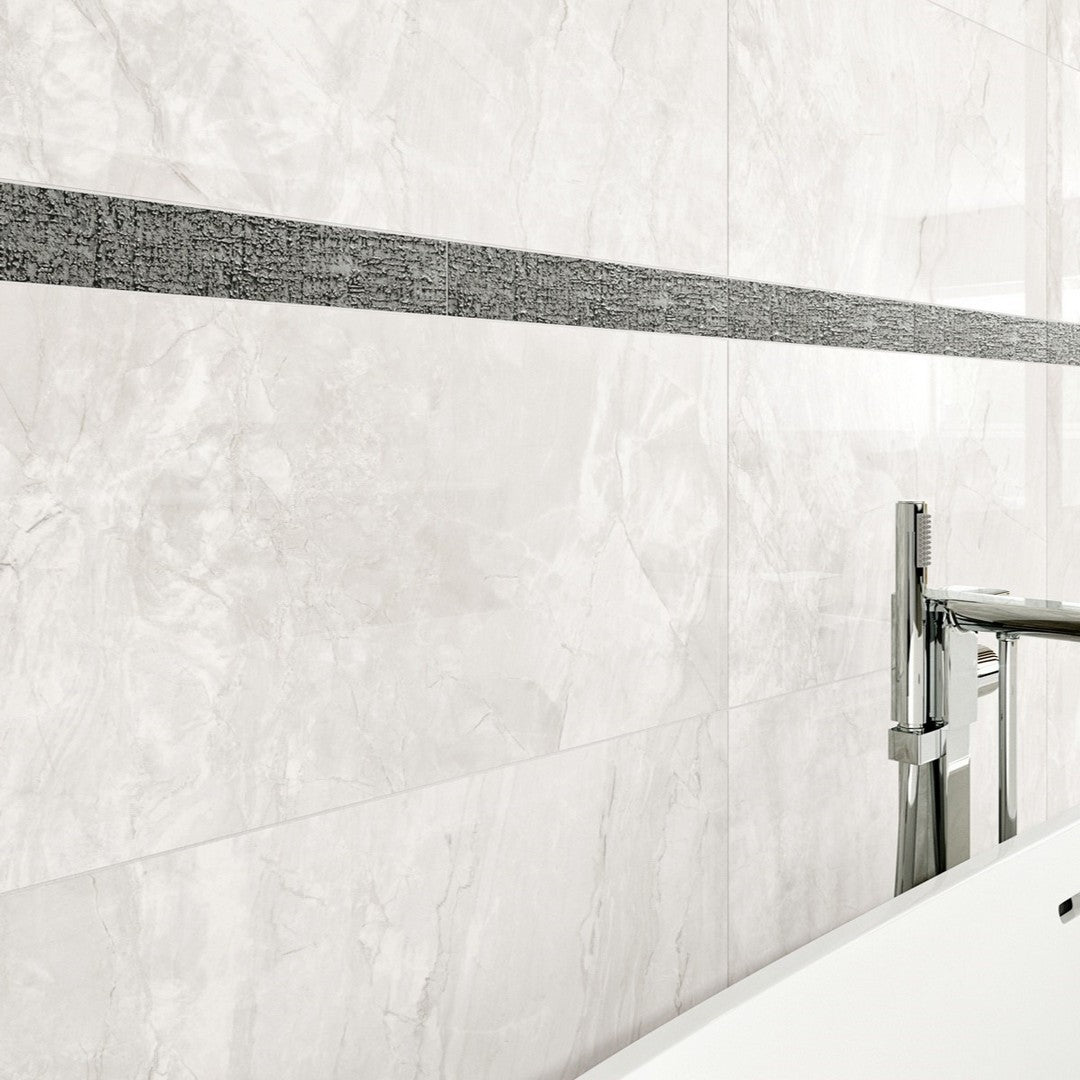 Florida Tile Ainslee Park Ceramic Glossy Tile 12.1" x 24.4 Breccia Mist