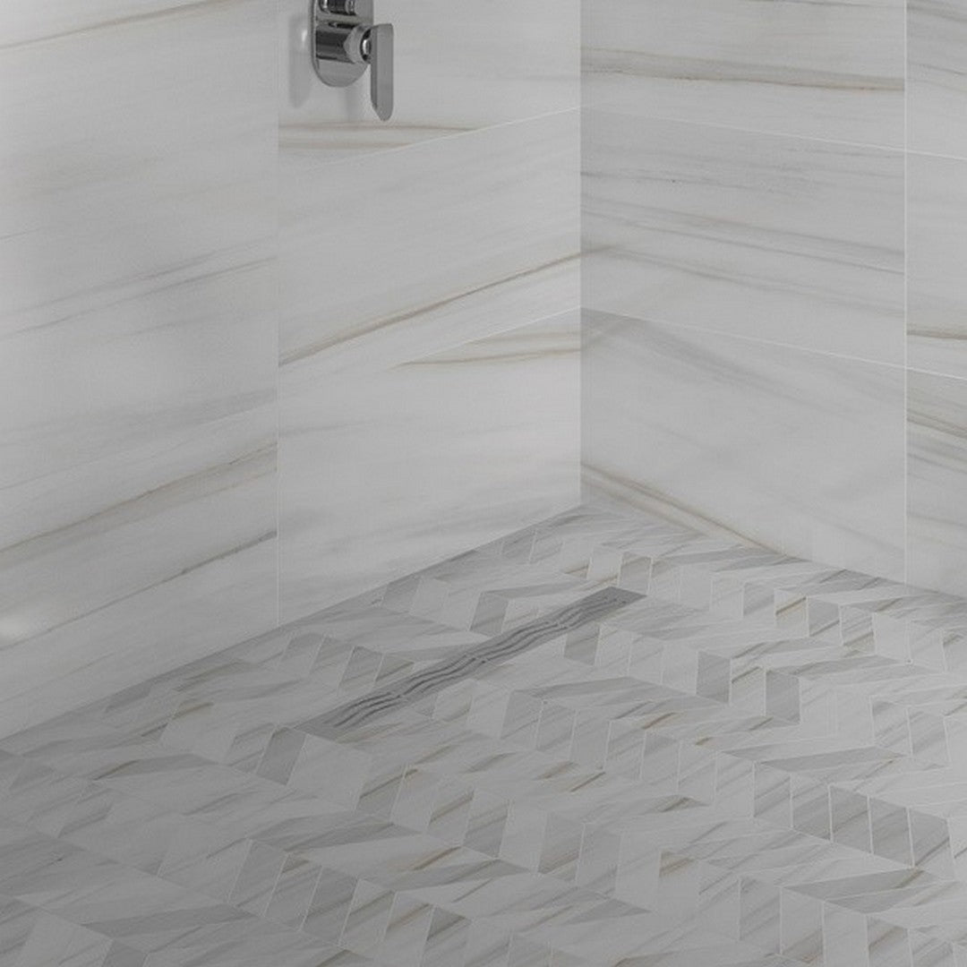 Florida Tile Alustra Porcelain Matte Mosaic 9.17" x 21.02" Majestic White Lasa