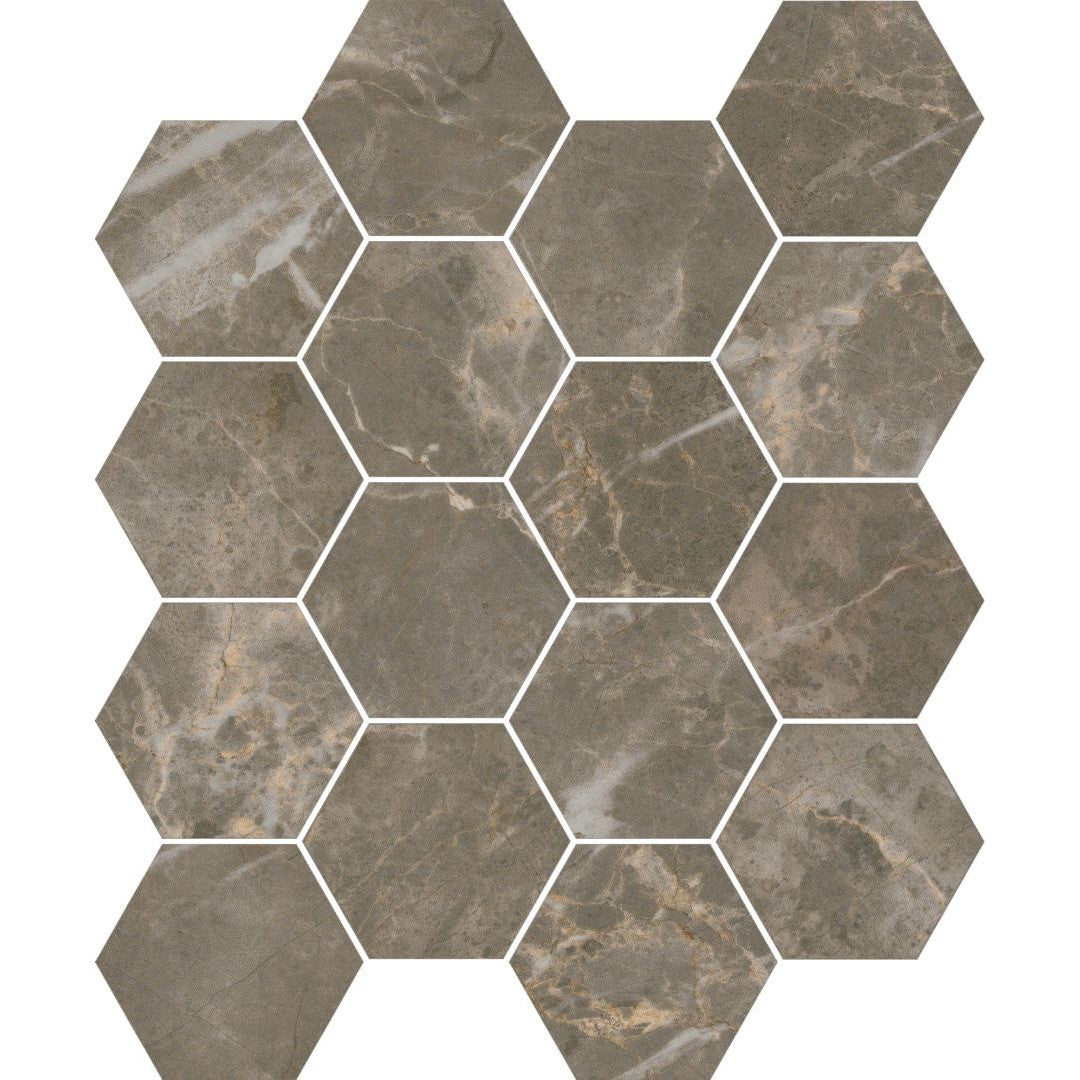 Florida Tile Enchant 10" x 11.75" Rectified Polished Hexagon Porcelain 3" Mosaic