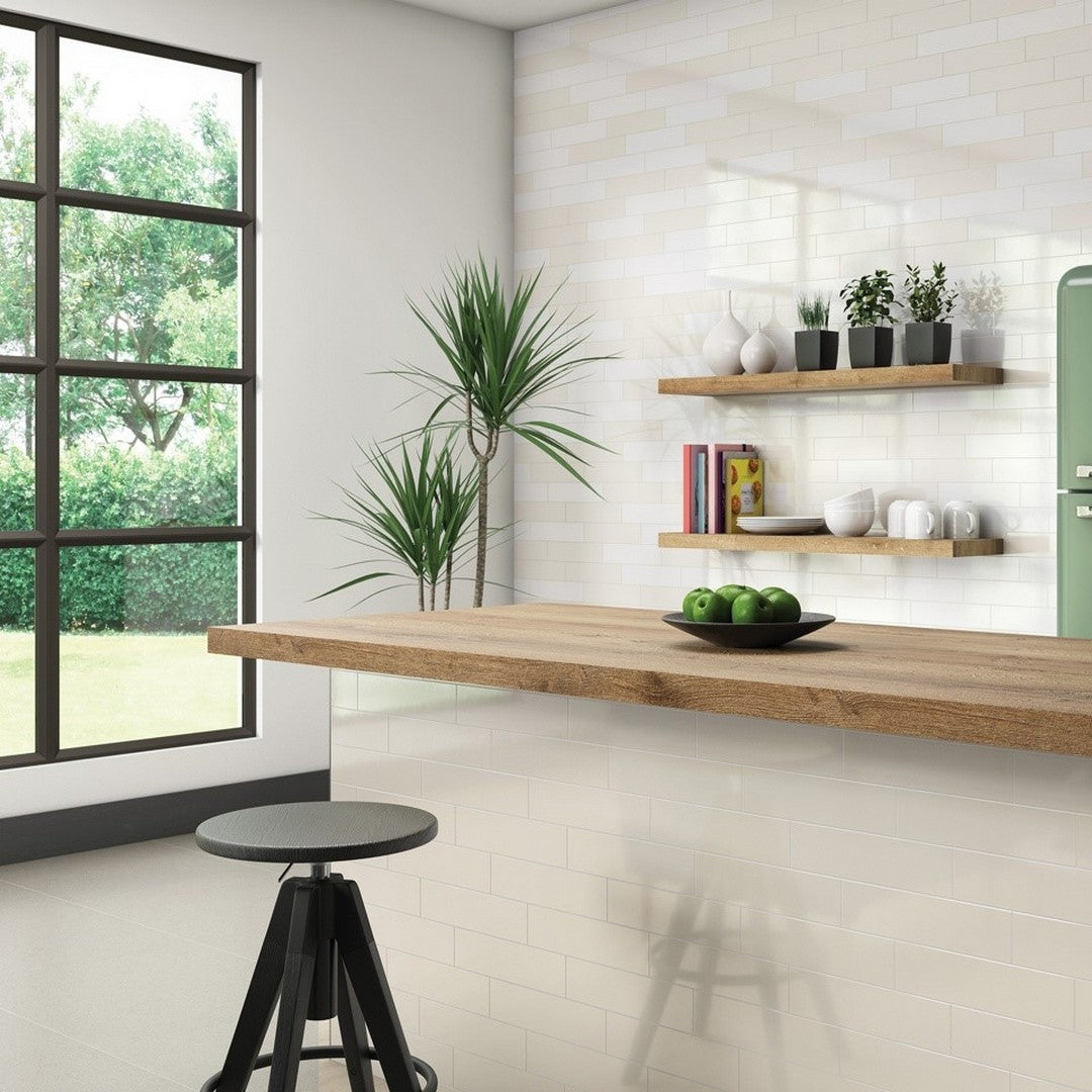 Florida Tile Fluent 3" x 12" Ceramic Glossy Tile Cream