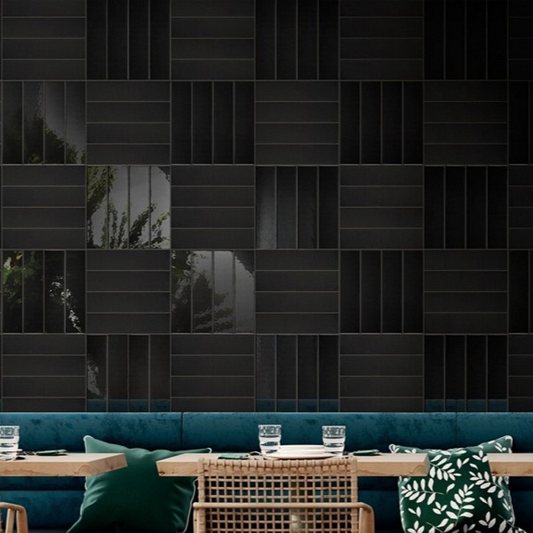 Florida Tile Fluent 3" x 12" Ceramic Glossy Tile Black