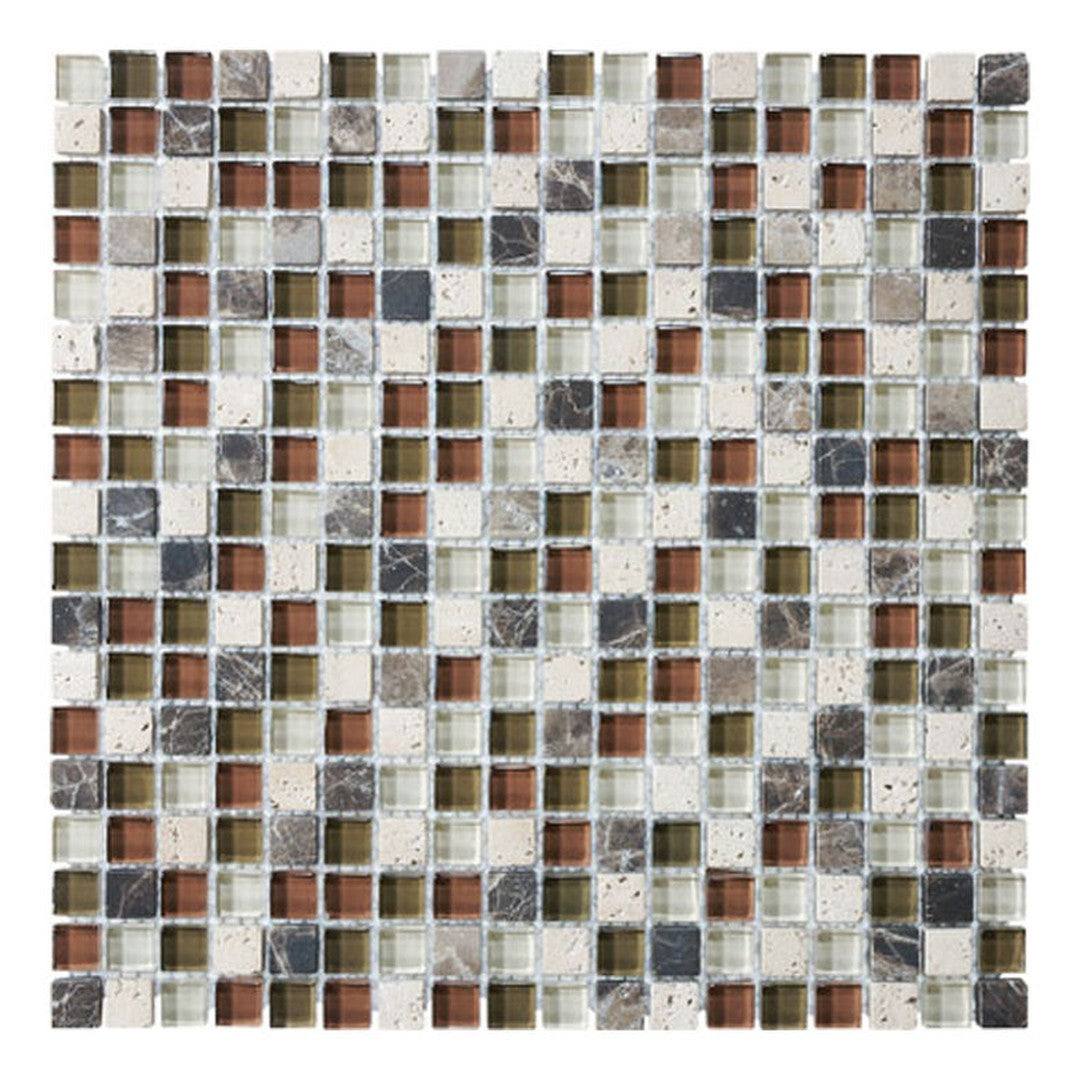 Florida Tile Bliss 12" x 12" Natural Stone & Glass Mosaic