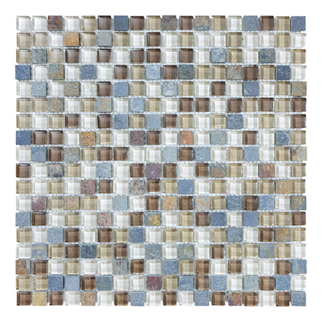 Florida Tile Bliss 12" x 12" Natural Stone & Glass Mosaic