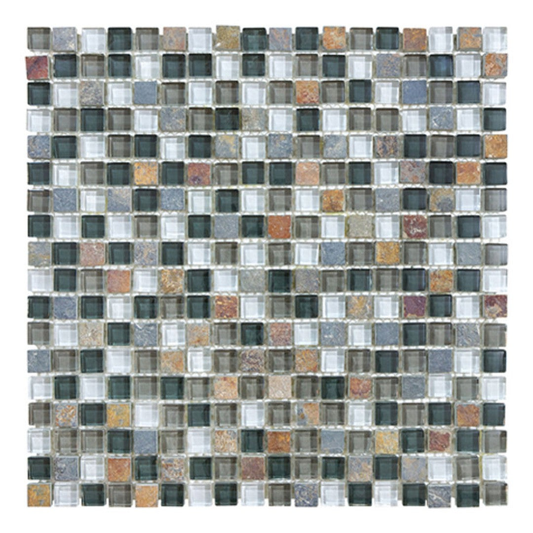 Florida Tile Bliss 12" x 12" Natural Stone & Glass Mosaic