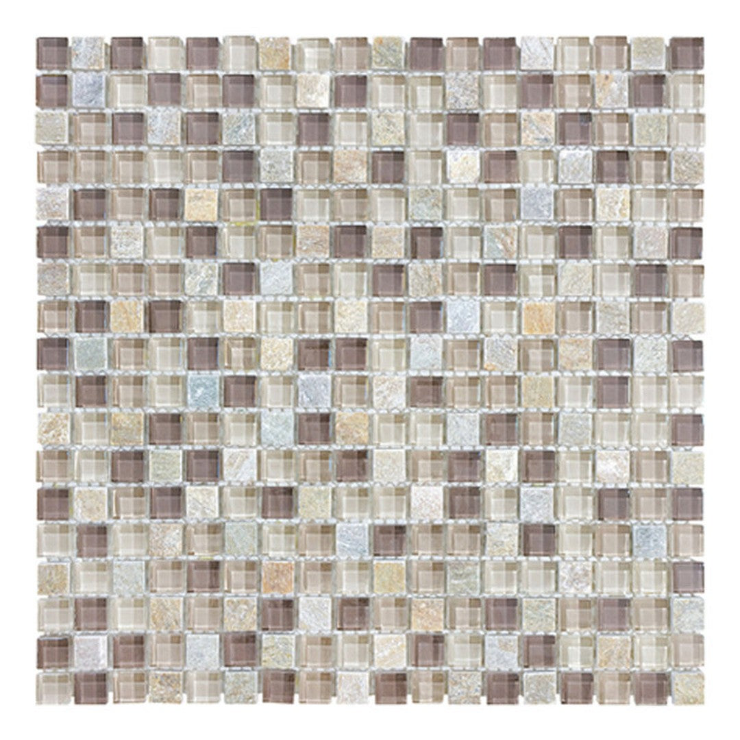 Florida Tile Bliss 12" x 12" Natural Stone & Glass Mosaic