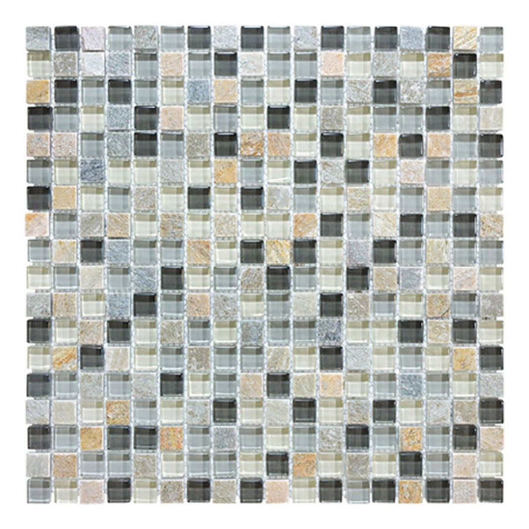 Florida Tile Bliss 12" x 12" Natural Stone & Glass Mosaic