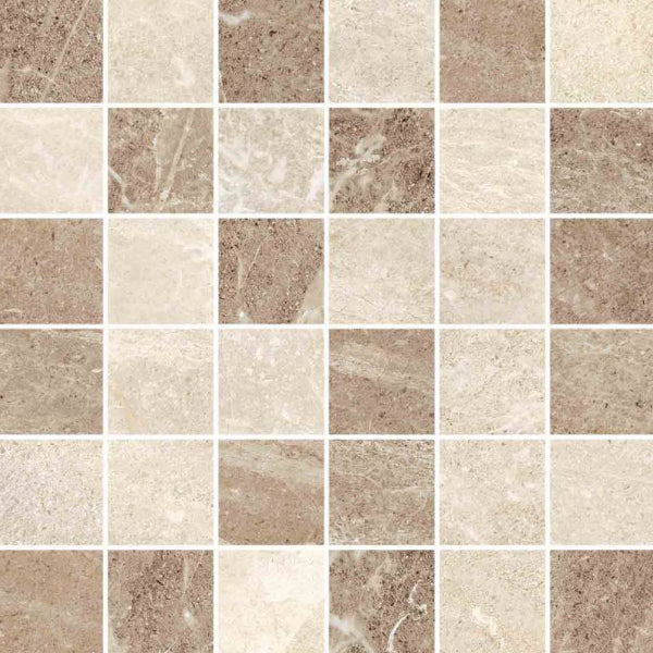 Happy Floors Flint 12" x 12" Natural Porcelain 2" Mosaic