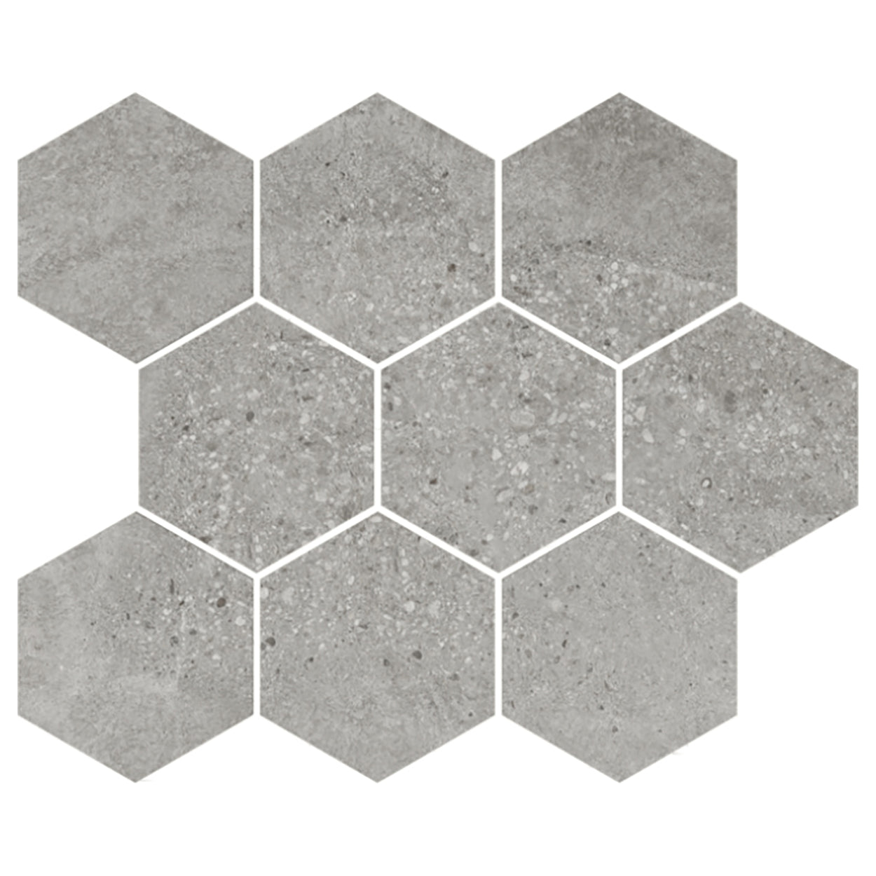 Del Conca USA Chamonix 10" x 12" Matte Porcelain 4" Hexagon Mosaic