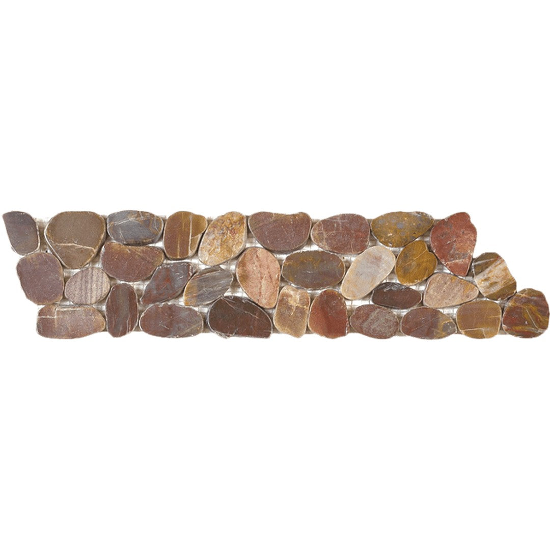 Bati Orient Bali 4" x 12" Polished Sliced Pebble Natural Stone Mosaic Border