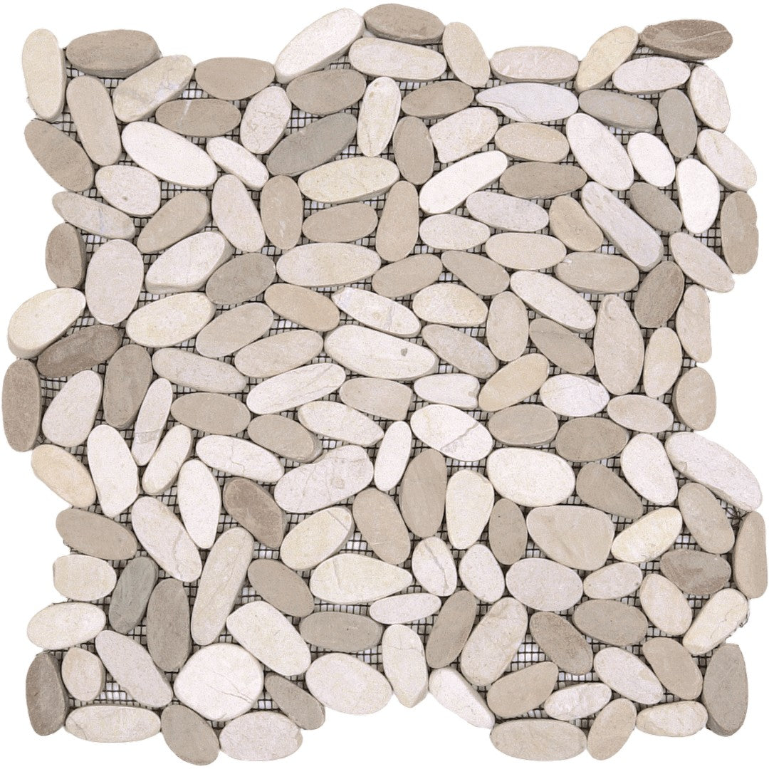 Bati Orient Bali 12" x 12" Matte Sliced Pebble Natural Stone Mosaic