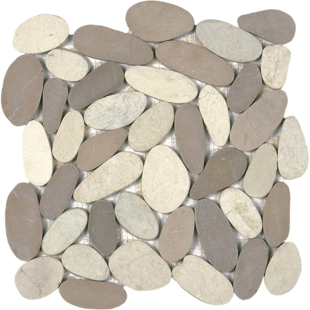 Bati Orient Bali 12" x 12" Matte Sliced XL Pebble Natural Stone Mosaic