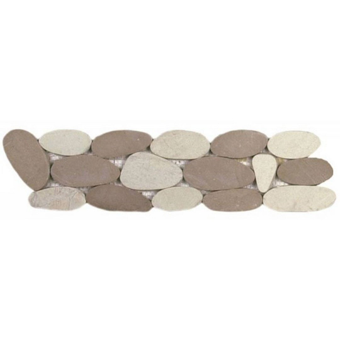 Bati Orient Bali 4" x 12" Matte Sliced XL Pebble Natural Stone Mosaic Border