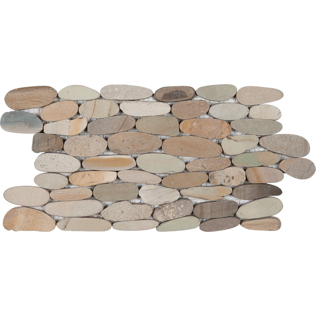 Bati Orient Bali 6" x 12" Matte Stacked Sliced Pebble Natural Stone Mosaic