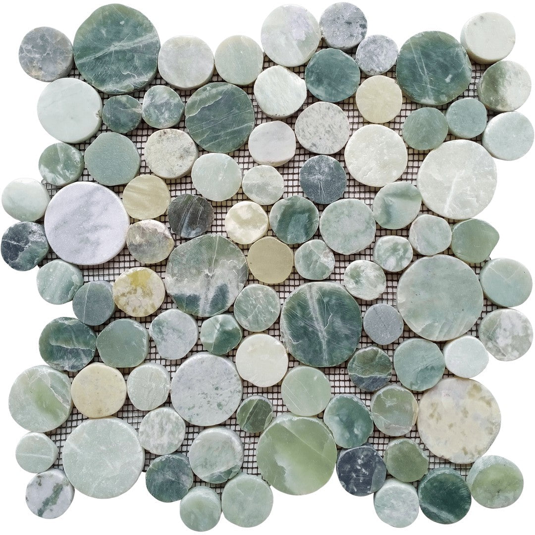 Bati Orient Exotic 12" x 12" Interlocking Round Semi-Precious Stone Mosaic