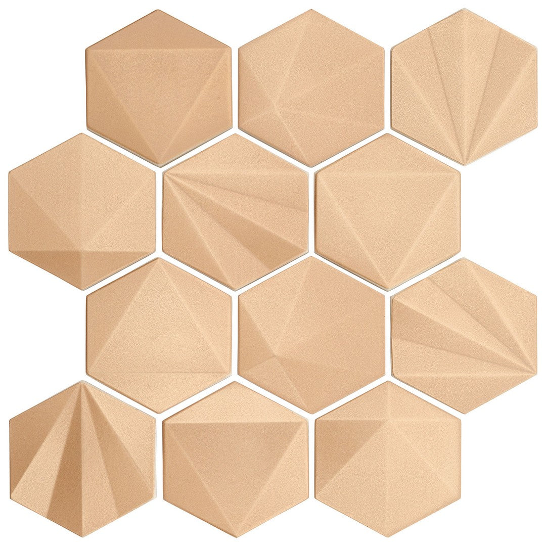 Marazzi GeoMetal 11" x 12" Satin Metal 3" Hexagon Mosaic