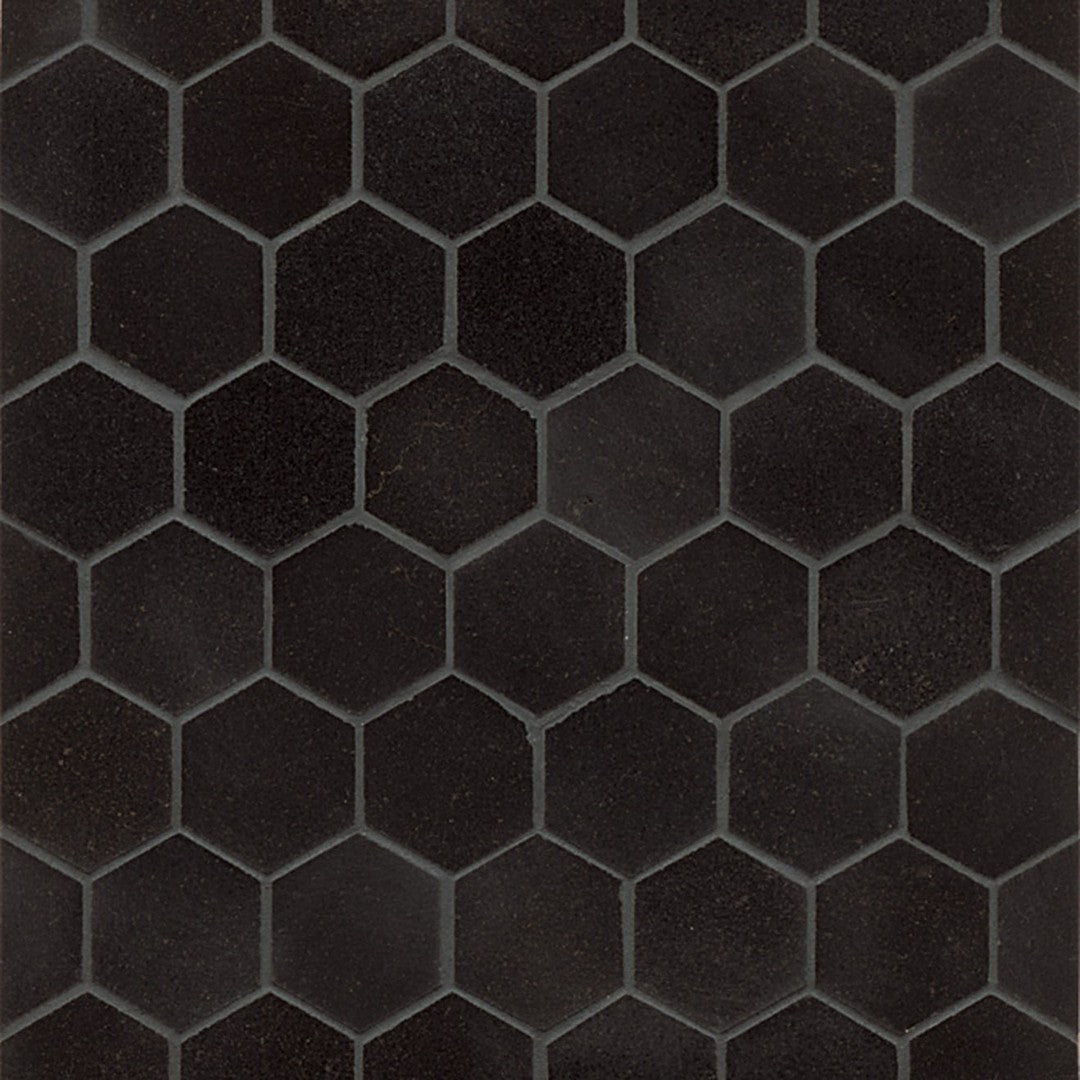 Bedrosians Granite Absolute Black 11.75" x 12.5" Honed Hex Mosaic