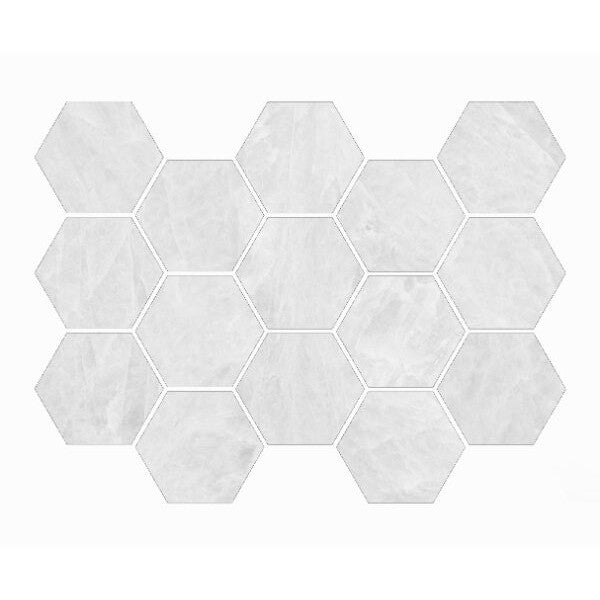 Happy Floors Naica 13" x 9" Natural Porcelain Hexagon Mosaic
