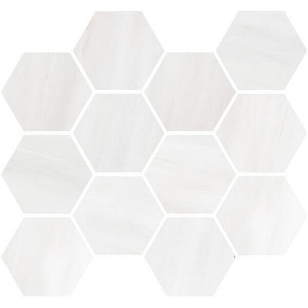 Happy Floors Dolomite 12" x 14" Natural Porcelain Hexagon Mosaic