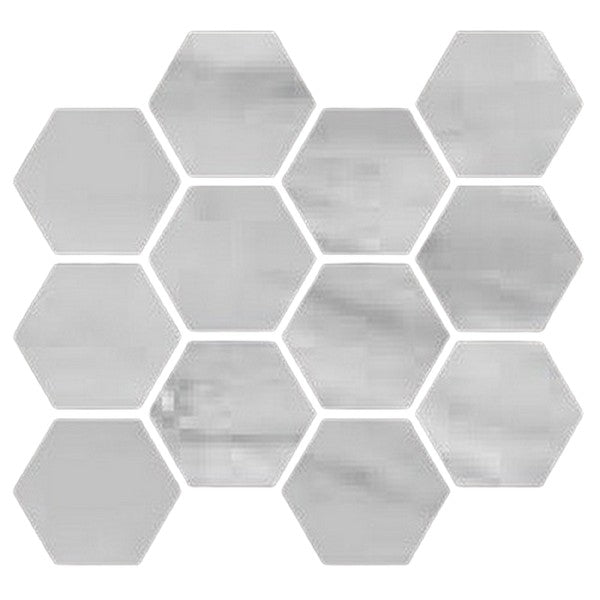 Happy Floors Bardiglio 12" x 14" Natural Porcelain Hexagon Mosaic (Sale)