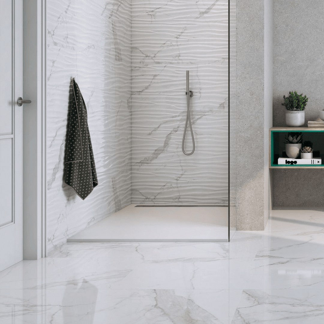 Happy-Floors-Statuario-12-x-36-Rectified-Glossy-Ceramic-Wave-Wall-Tile