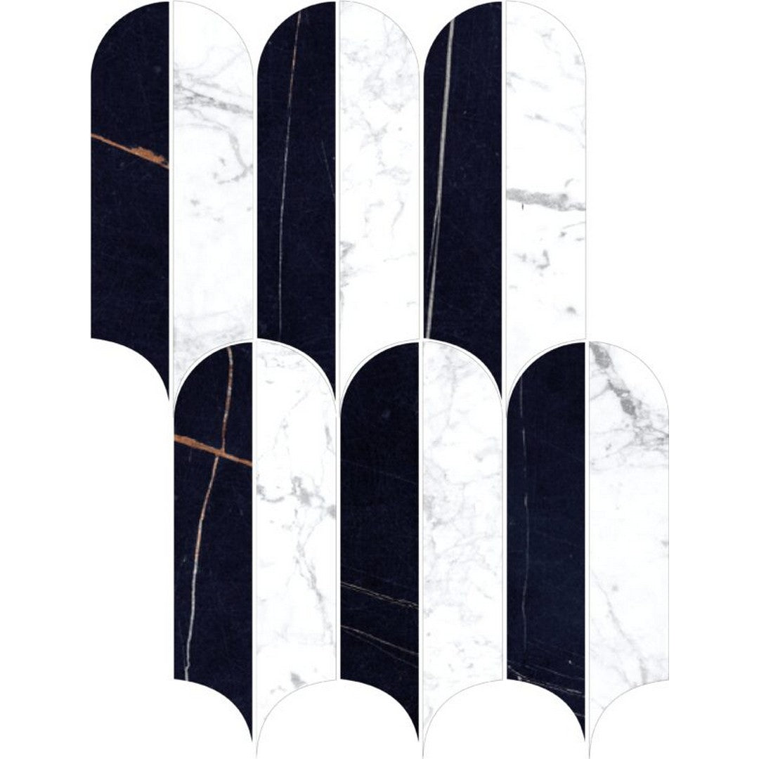 Happy Floors Kobe 9" x 12.5" Rectified Natural Porcelain Quill Mosaic