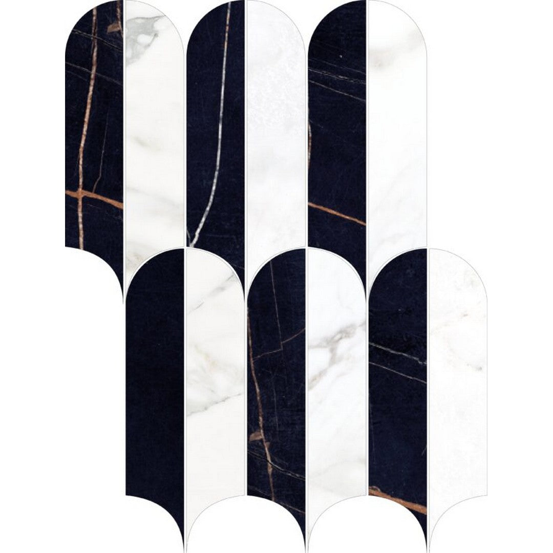 Happy Floors Kobe 9" x 12.5" Rectified Polished Porcelain Quill Mosaic