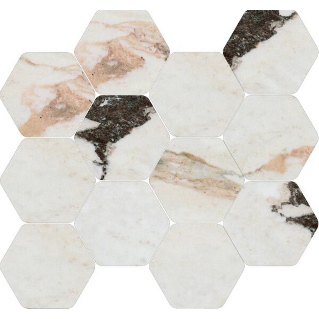 Happy Floors Kobe 12" x 13.5" Natural Porcelain Hexagon Mosaic