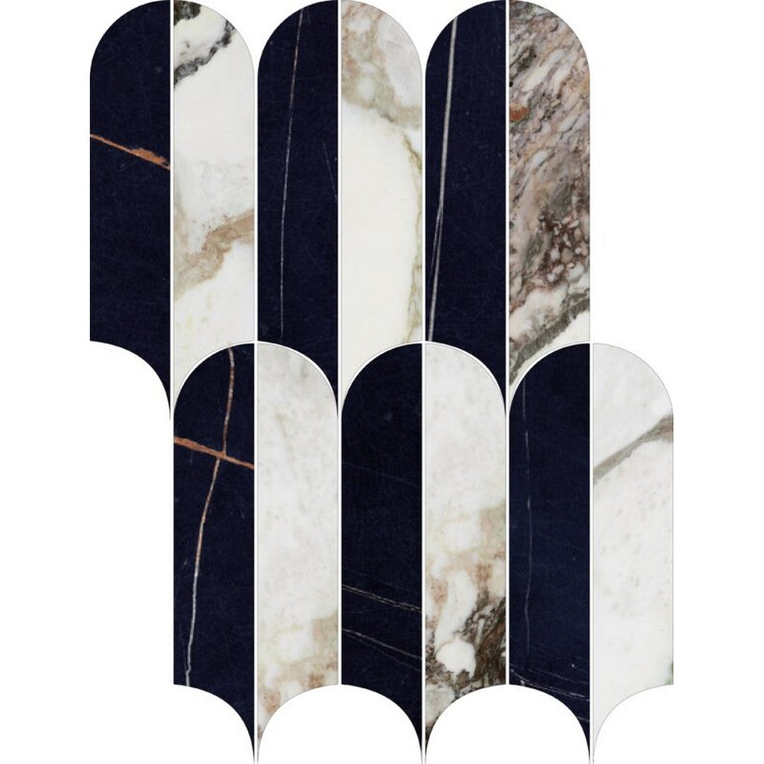 Happy Floors Kobe 9" x 12.5" Rectified Polished Porcelain Quill Mosaic