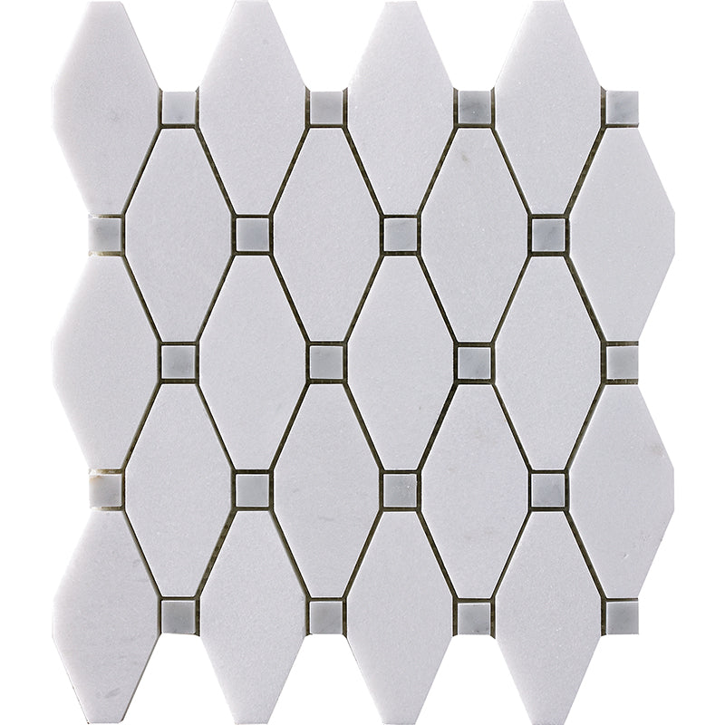 Happy Floors Natural Stone 11.2" x 10.3" Dot Elongated Hexagon Mosaic